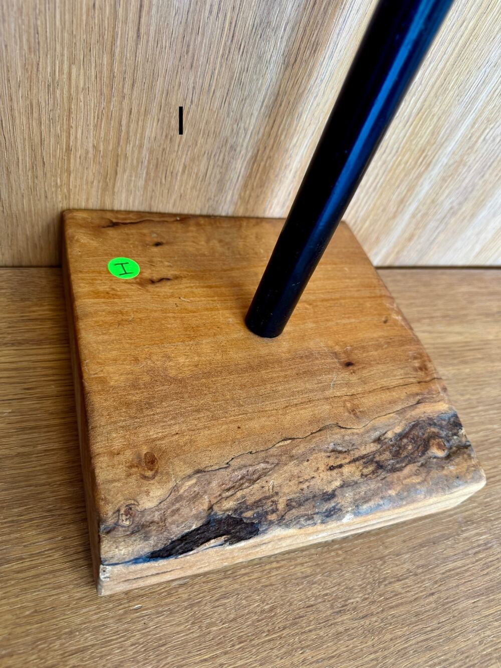 “I” Custom Steel & Wood Retail Display Stand LIVE edge– Adjustable Height